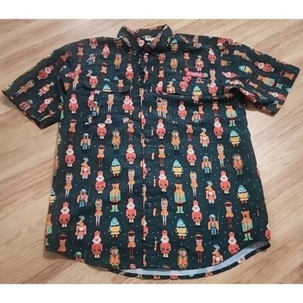Festive Magellan Nutcracker Fishing Themed Shirt Moisture Wicking Relaxed Fit Sm